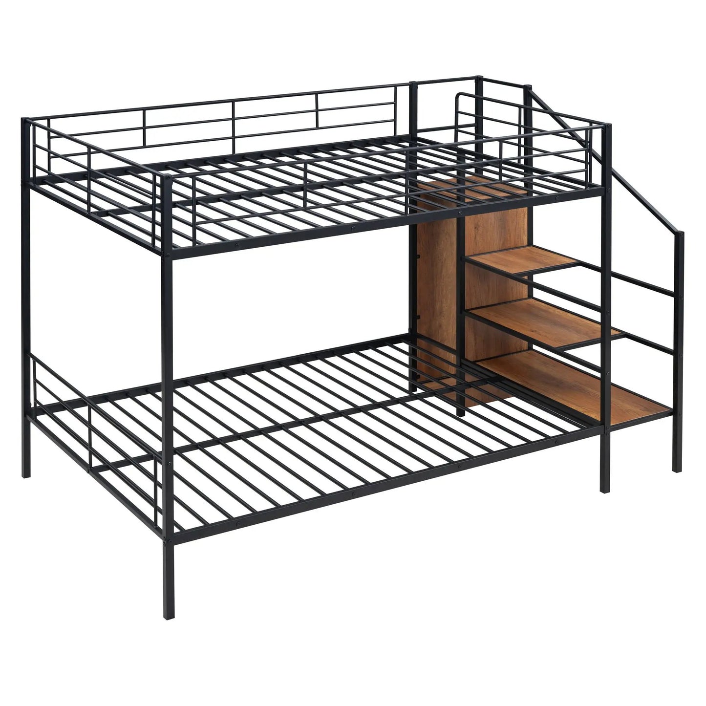 Bunk Bed With Lateral Storage Ladder and Wardrobe