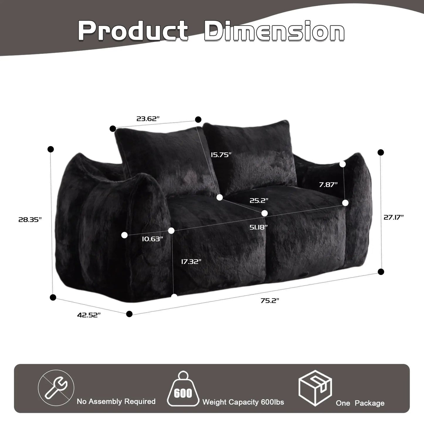 Giant Bean Bag Couch and Fluffy Loveseat