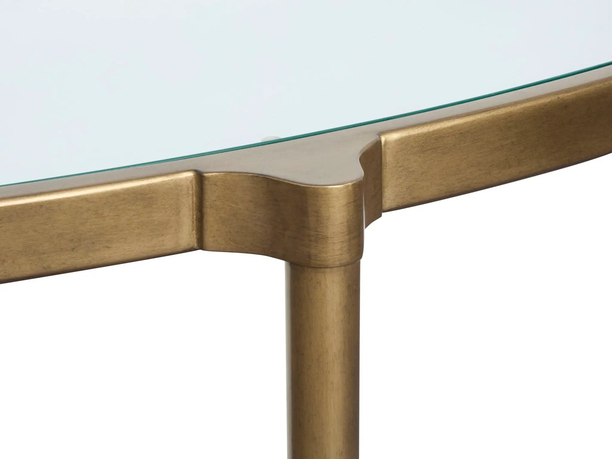 Cassidy demilune sofa table leg in aged brass with glass top by Unique Piece Furniture on Tampa Home & Garden Store