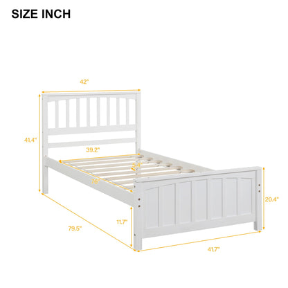 Wood Platform Bed with Headboard and Footboard