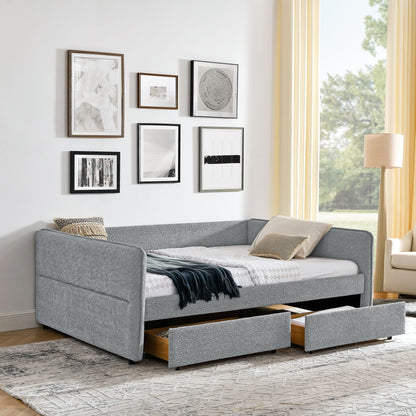 Upholstered Daybed and Two Foam Storage Drawers