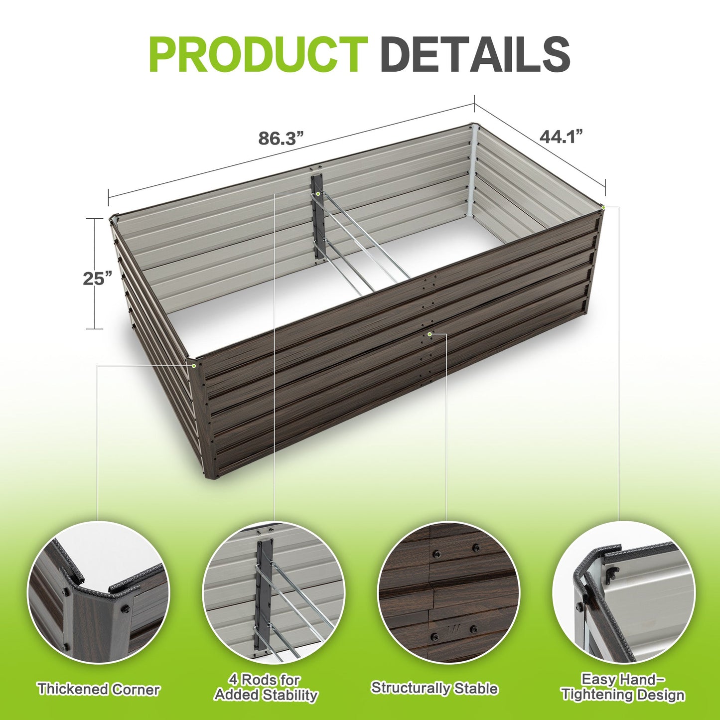 Woodgrain galvanized raised garden bed set 8x4x2 ft HouseOfZazla on Tampa Home & Garden Store