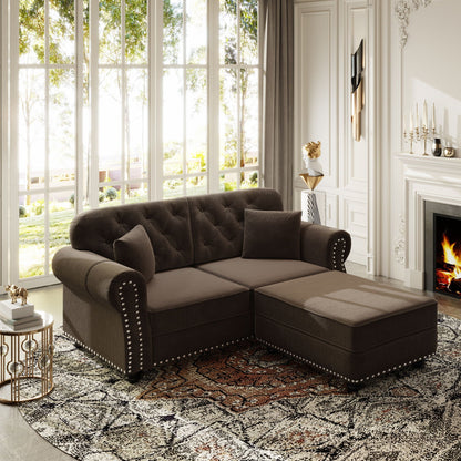 Upholstered Sofa Set with Nailhead and Pillows