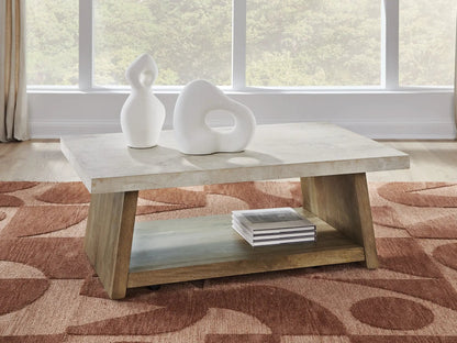Brendalhouse Rectangular Table cocktail table by Unique Piece Furniture with two sculptures on Tampa Home & Garden Store