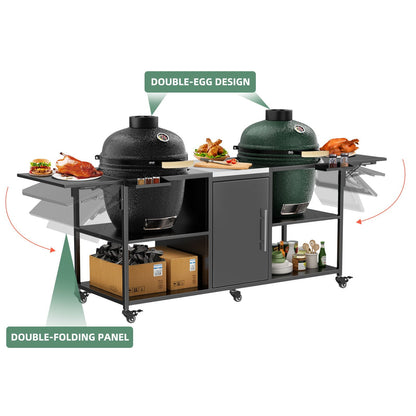 Stainless Steel Cart for Two Big Egg Grills