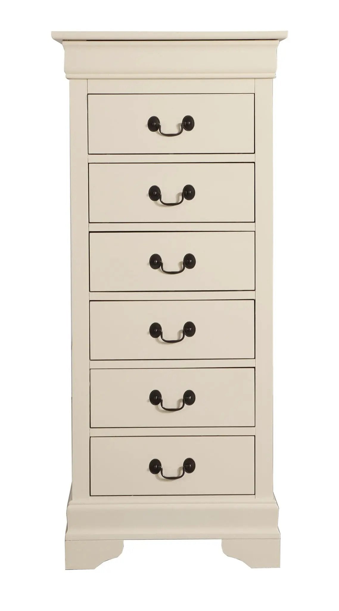 Traditional lingerie chest in cream with black cup pulls by Unique Piece Furniture on Tampa Home & Garden Store