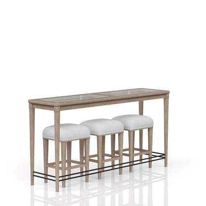 Glass Console Table With 3 Stools Frosted