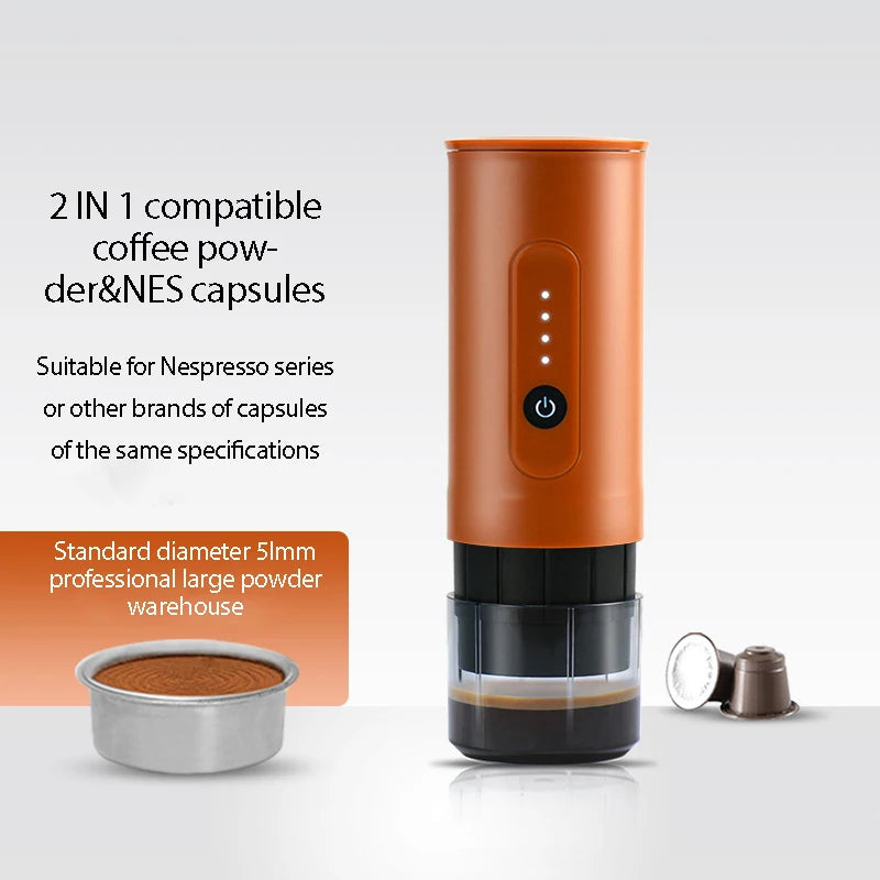 portable outdoor Italian coffee machine handheld electric coffee powder capsule dual-use travel car charging - Tampa Home & Garden Store