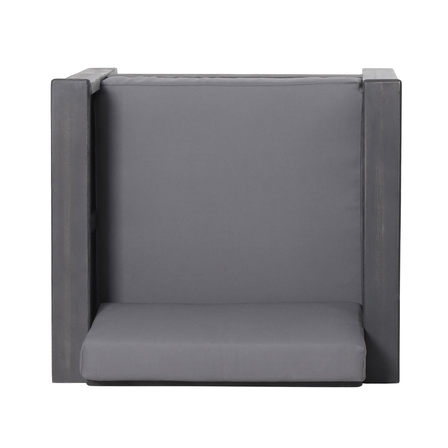 2 Outdoor Acacia Wood Club Chairs with Cushions, Dark Gray, 27.75"D x 32"W x 27.75"H