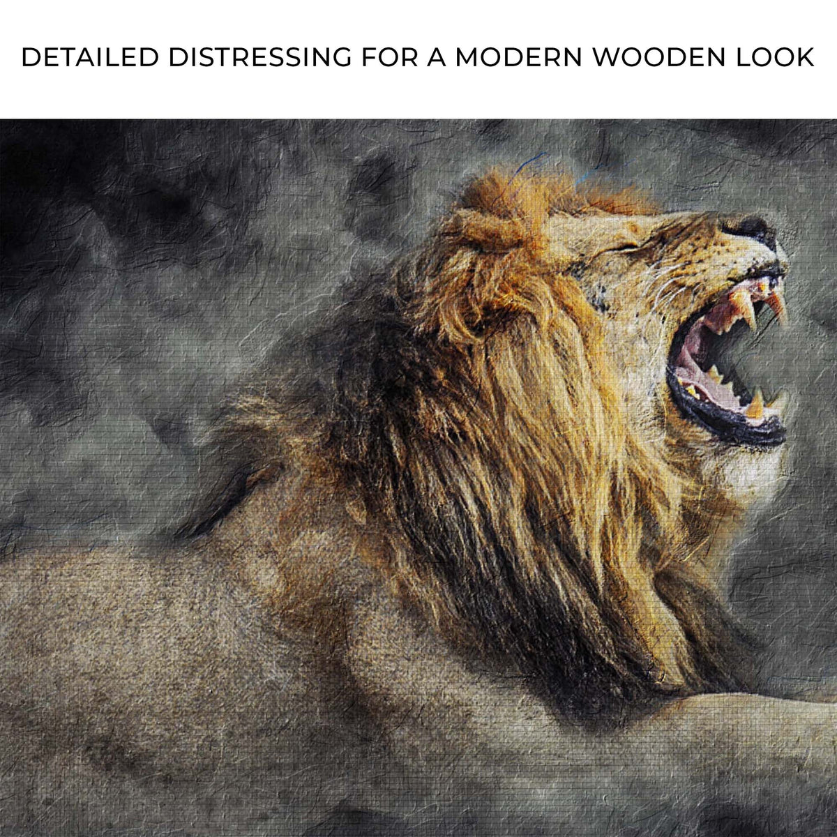 Lion Yawn Painting Canvas Wall Art by Tailored Canvases in textured canvas with dark background on Tampa Home & Garden Store
