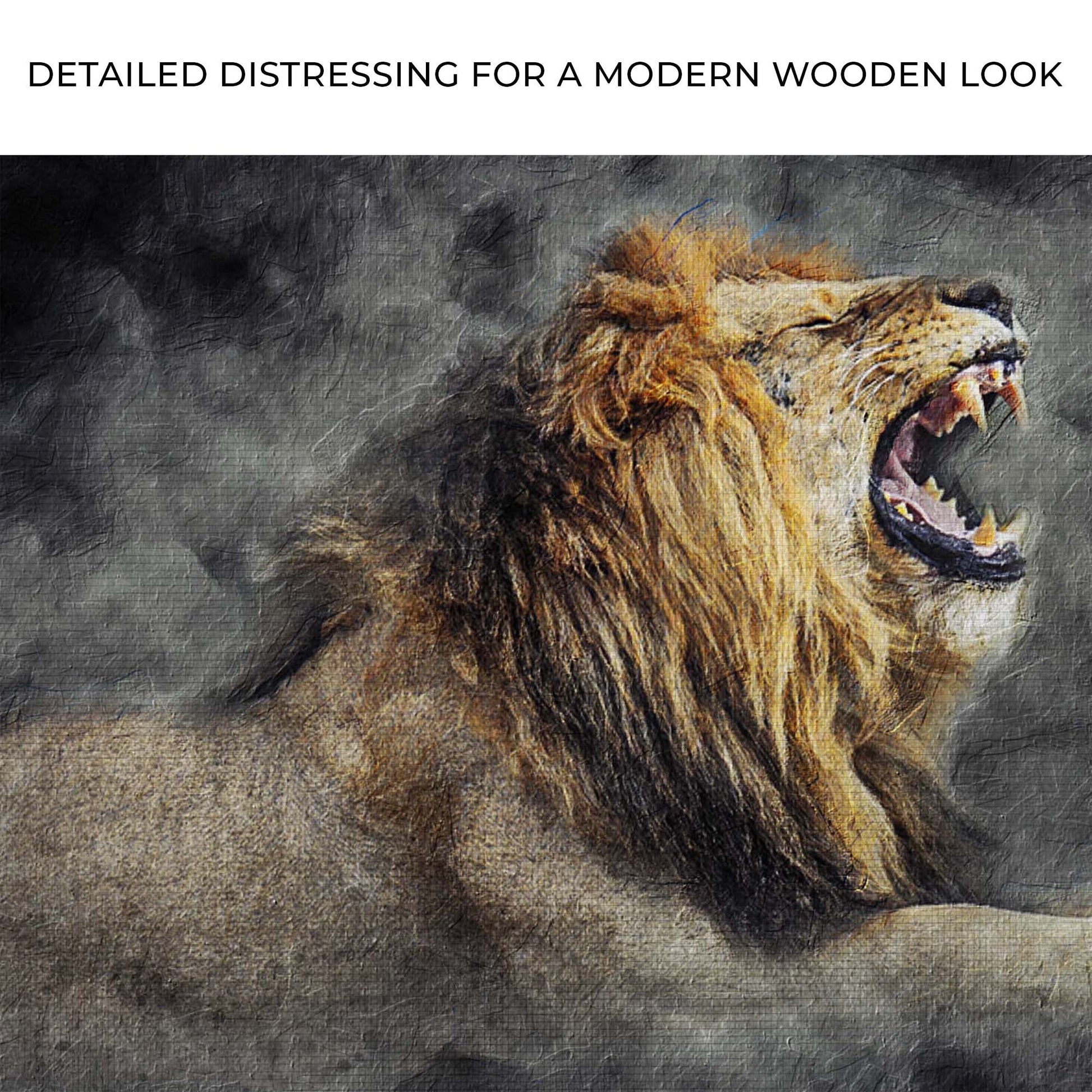 Lion Yawn Painting Canvas Wall Art by Tailored Canvases in textured canvas with dark background on Tampa Home & Garden Store