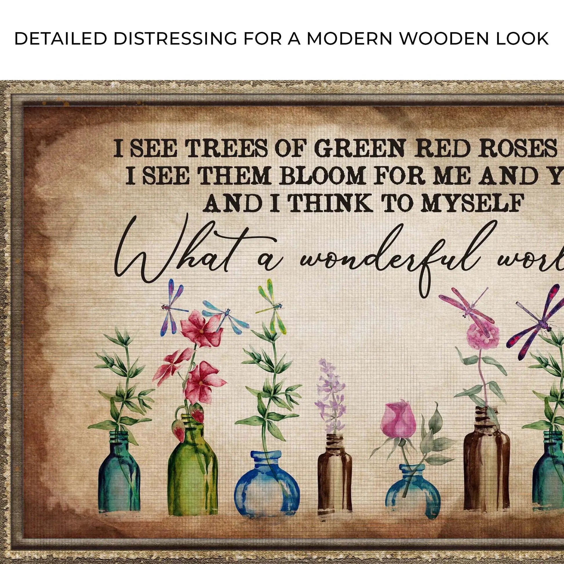 What A Wonderful World Sign X canvas with vintage botanical illustration Tailored Canvases on Tampa Home & Garden Store
