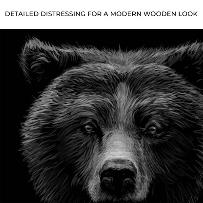 Animals Forest Bear Monochrome Canvas Wall Art by Tailored Canvases, grayscale fur close-up on Tampa Home & Garden Store