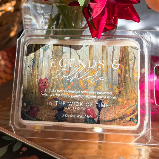 Wax Melt Legends and Folklore by In the Wick of Time crisp apple orange with wood notes 3 oz on Tampa Home & Garden Store