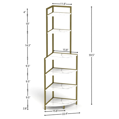 6-story corner open bookshelf, modern bookshelf, wooden frame, independent bookshelf unit, - Tampa Home & Garden Store