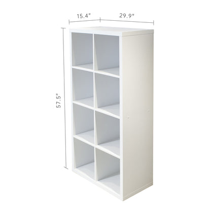 Smart Cube 8-Cube Organizer Storage with Opened Back Shelves 2 X 4 Cube Bookcase Book Shleves for Home Office (White) - Tampa Home & Garden Store
