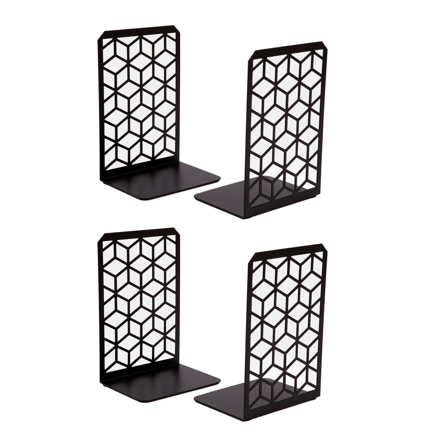 3D Cube Bookends 2-Pack – Geometric Metal Book Ends by Geomod - Tampa Home & Garden Store