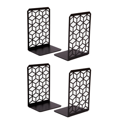 3D Cube Bookends 2-Pack – Geometric Metal Book Ends by Geomod - Tampa Home & Garden Store