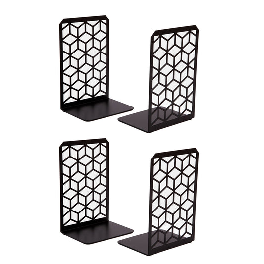 3D Cube Bookends 2-Pack – Geometric Metal Book Ends by Geomod - Tampa Home & Garden Store