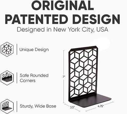 3D Cube Bookends 2-Pack – Geometric Metal Book Ends by Geomod - Tampa Home & Garden Store