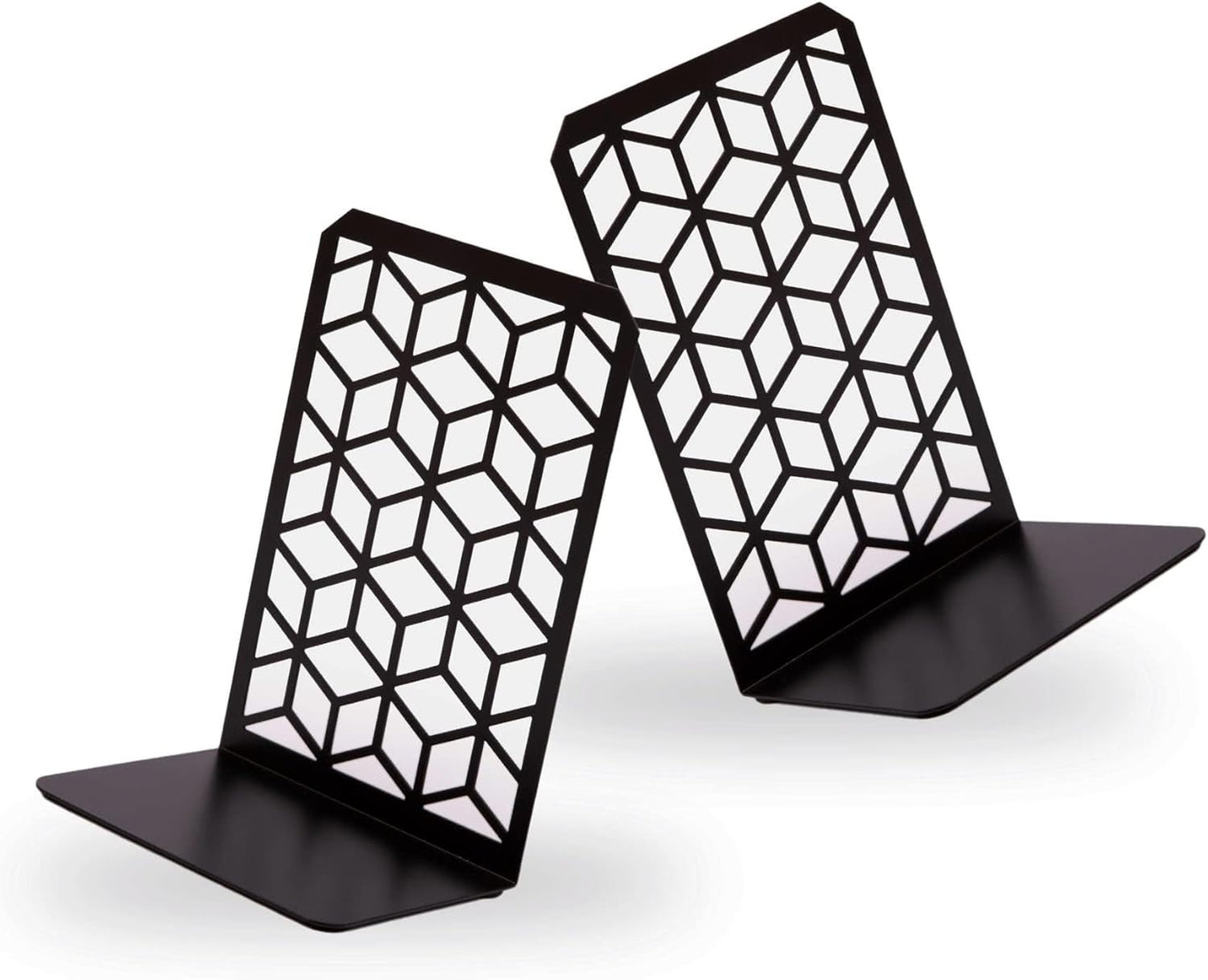 3D Cube Bookends 2-Pack – Geometric Metal Book Ends by Geomod - Tampa Home & Garden Store