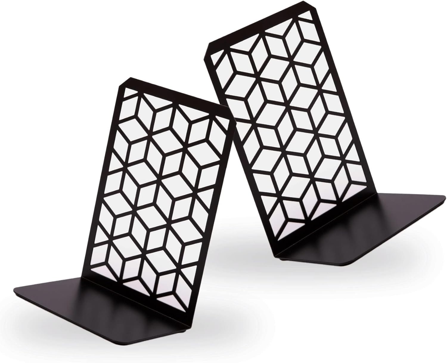 3D Cube Bookends 2-Pack – Geometric Metal Book Ends by Geomod - Tampa Home & Garden Store