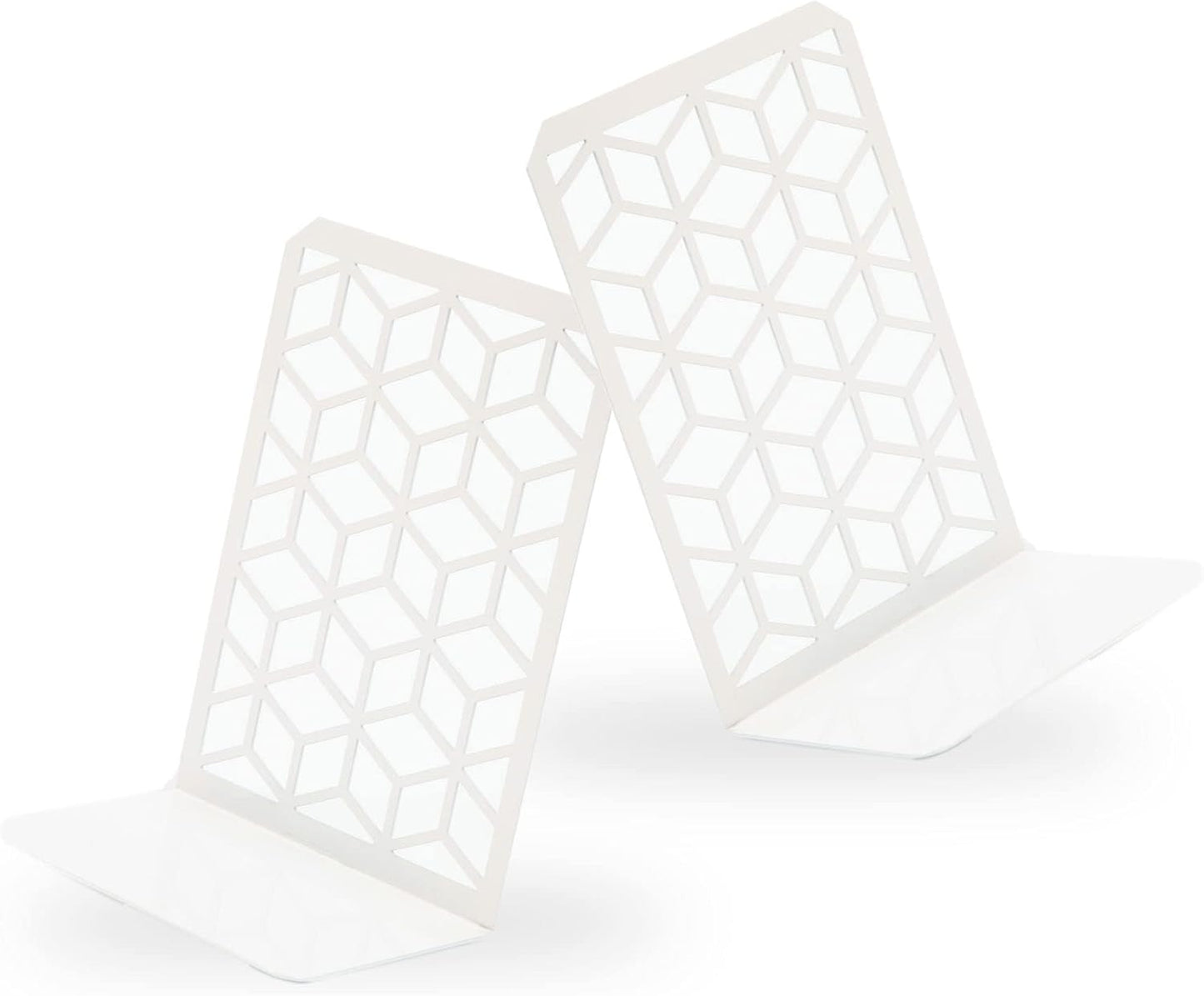 3D Cube Bookends 2-Pack – Geometric Metal Book Ends by Geomod - Tampa Home & Garden Store