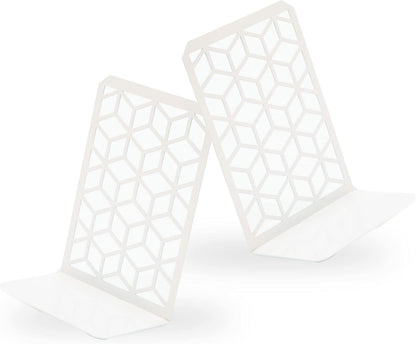 3D Cube Bookends 2-Pack – Geometric Metal Book Ends by Geomod - Tampa Home & Garden Store