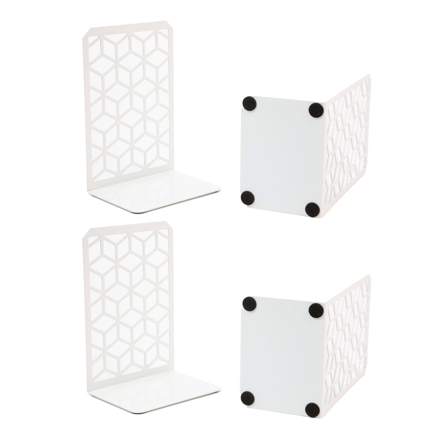 3D Cube Bookends 2-Pack – Geometric Metal Book Ends by Geomod - Tampa Home & Garden Store