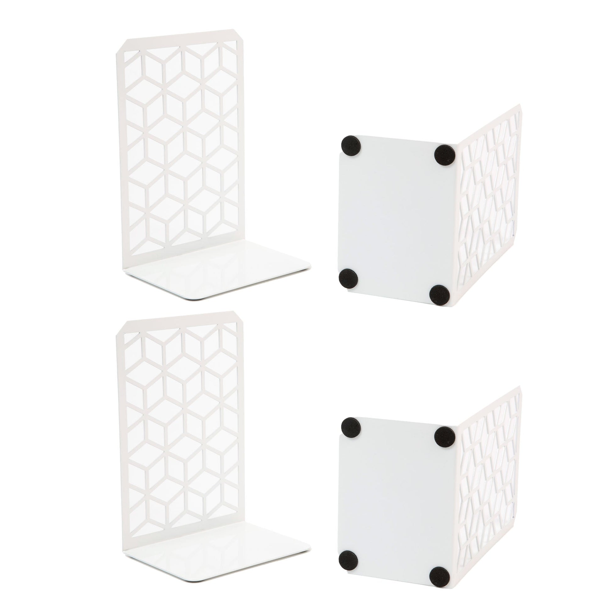 3D Cube Bookends 2-Pack – Geometric Metal Book Ends by Geomod - Tampa Home & Garden Store