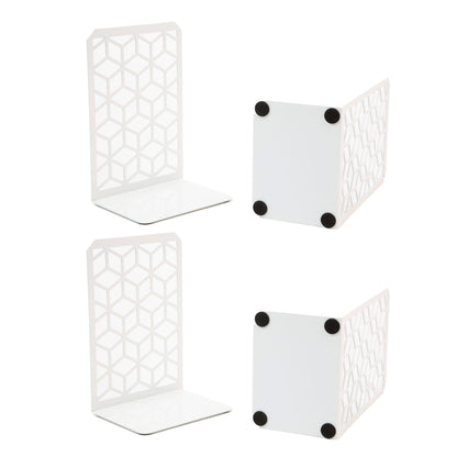 3D Cube Bookends 2-Pack – Geometric Metal Book Ends by Geomod - Tampa Home & Garden Store