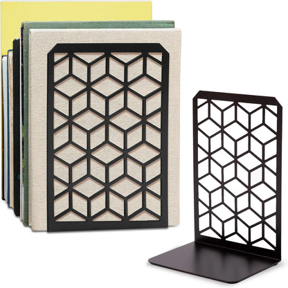 3D Cube Bookends – Geometric Metal Book Ends by Geomod - Tampa Home & Garden Store