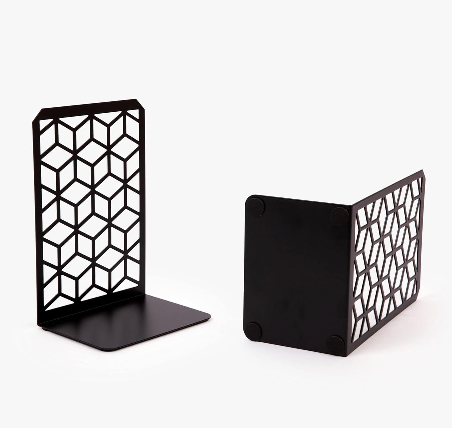 3D Cube Bookends – Geometric Metal Book Ends by Geomod - Tampa Home & Garden Store