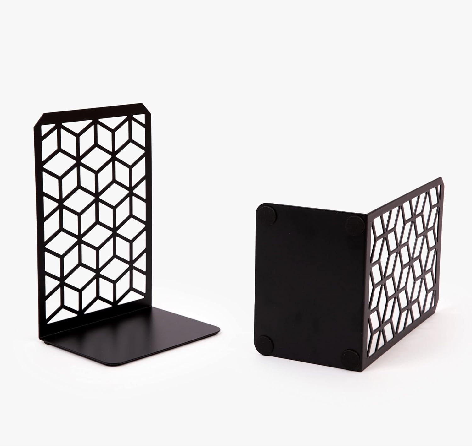 3D Cube Bookends – Geometric Metal Book Ends by Geomod - Tampa Home & Garden Store
