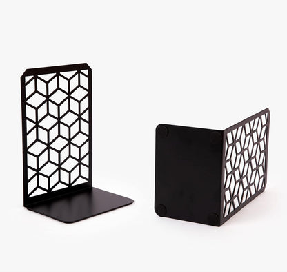 3D Cube Bookends – Geometric Metal Book Ends by Geomod - Tampa Home & Garden Store