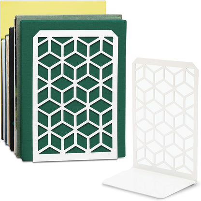 3D Cube Bookends – Geometric Metal Book Ends by Geomod - Tampa Home & Garden Store