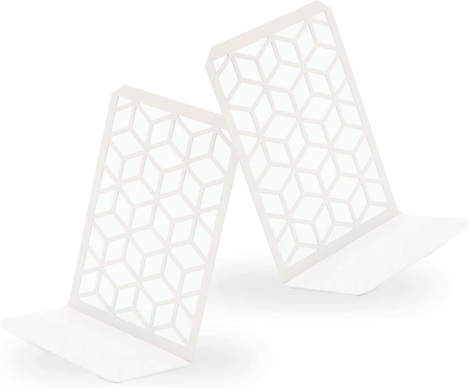 3D Cube Bookends – Geometric Metal Book Ends by Geomod - Tampa Home & Garden Store