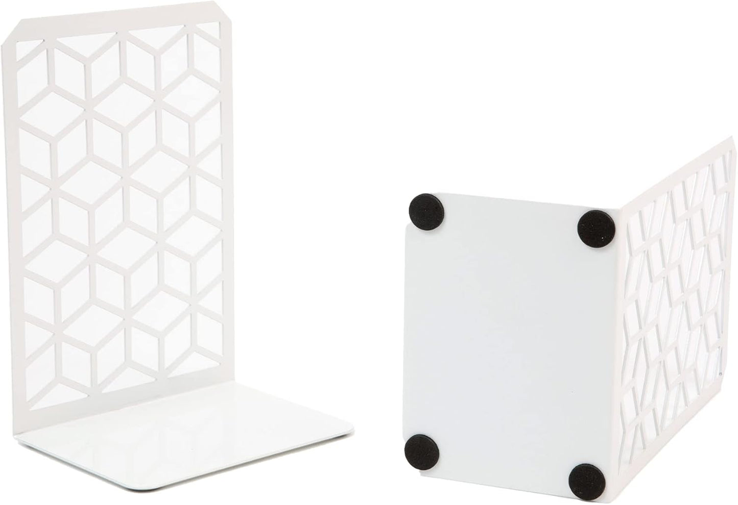 3D Cube Bookends – Geometric Metal Book Ends by Geomod - Tampa Home & Garden Store