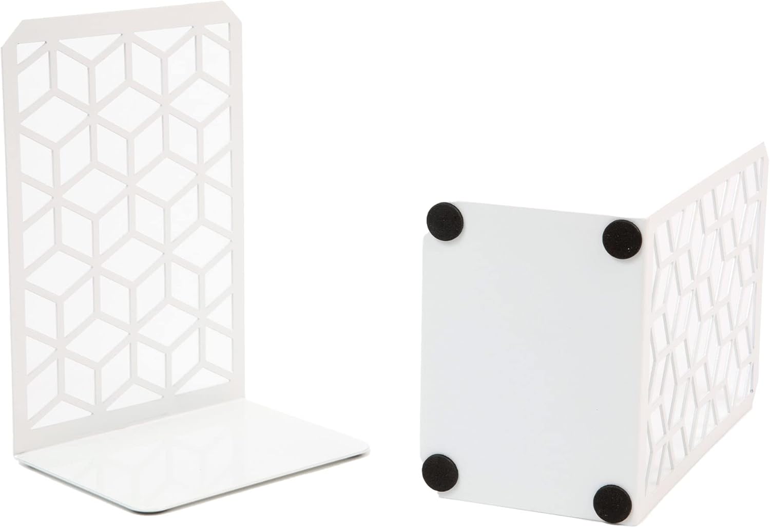 3D Cube Bookends – Geometric Metal Book Ends by Geomod - Tampa Home & Garden Store