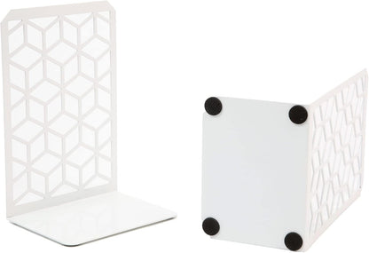 3D Cube Bookends – Geometric Metal Book Ends by Geomod - Tampa Home & Garden Store