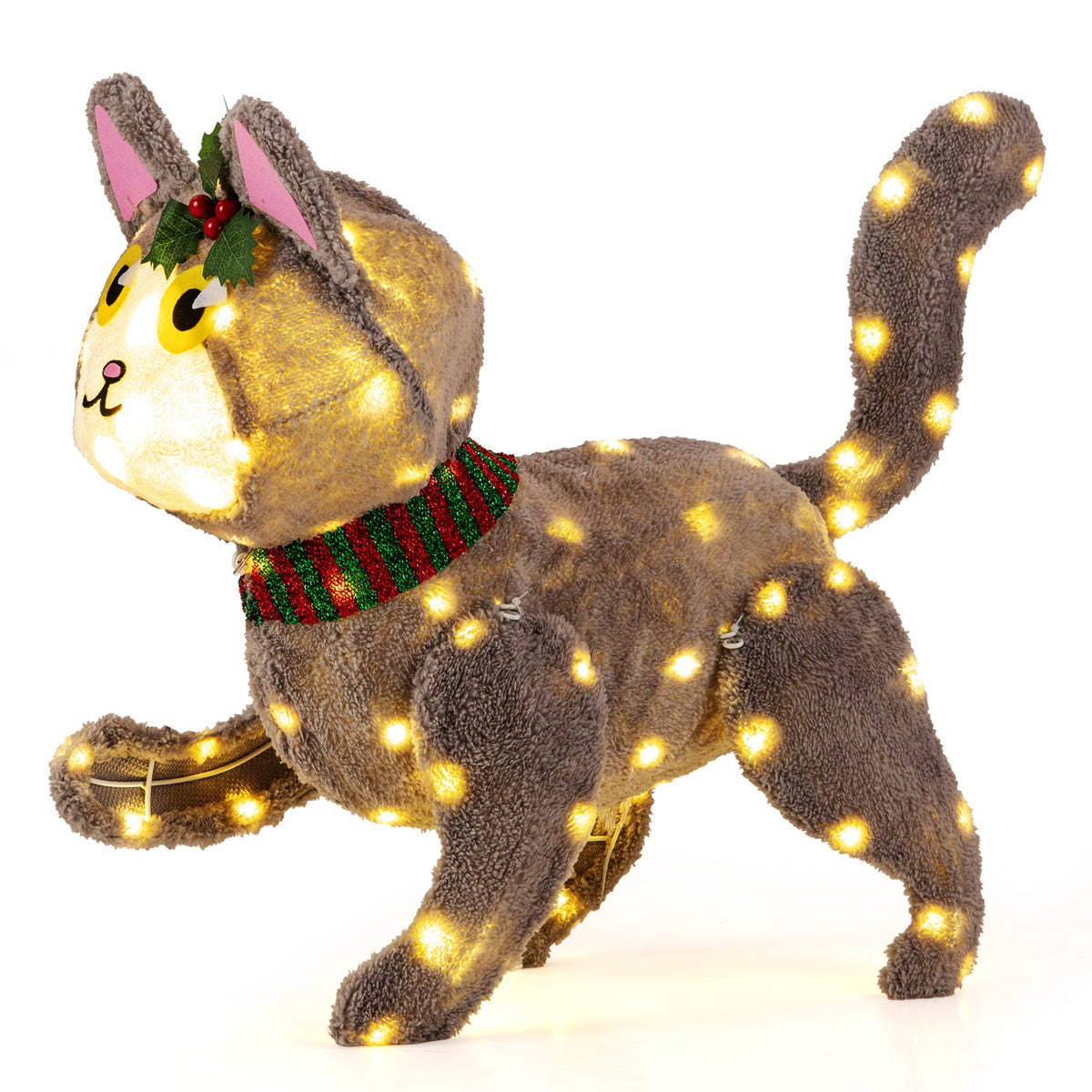 88-LED 3D cat night light with warm white glow, yellow face, pink ears, scarf plug-in on Tampa Home & Garden Store