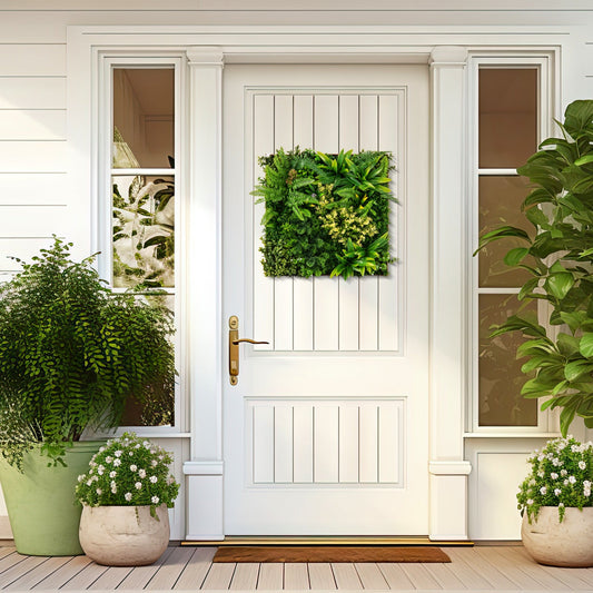 20" x 20" 3D Hanging Greenery Hedge with 11 Types of Mixed Faux Plants for Indoor Outdoor - Tampa Home & Garden Store