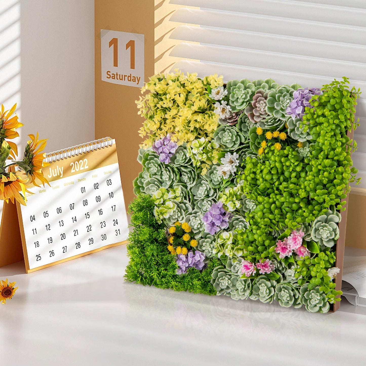 Plantas suculentas colgantes 3D de 20" x 20" con 10 tipos de plantas artificiales mixtas para el hogar o balcón