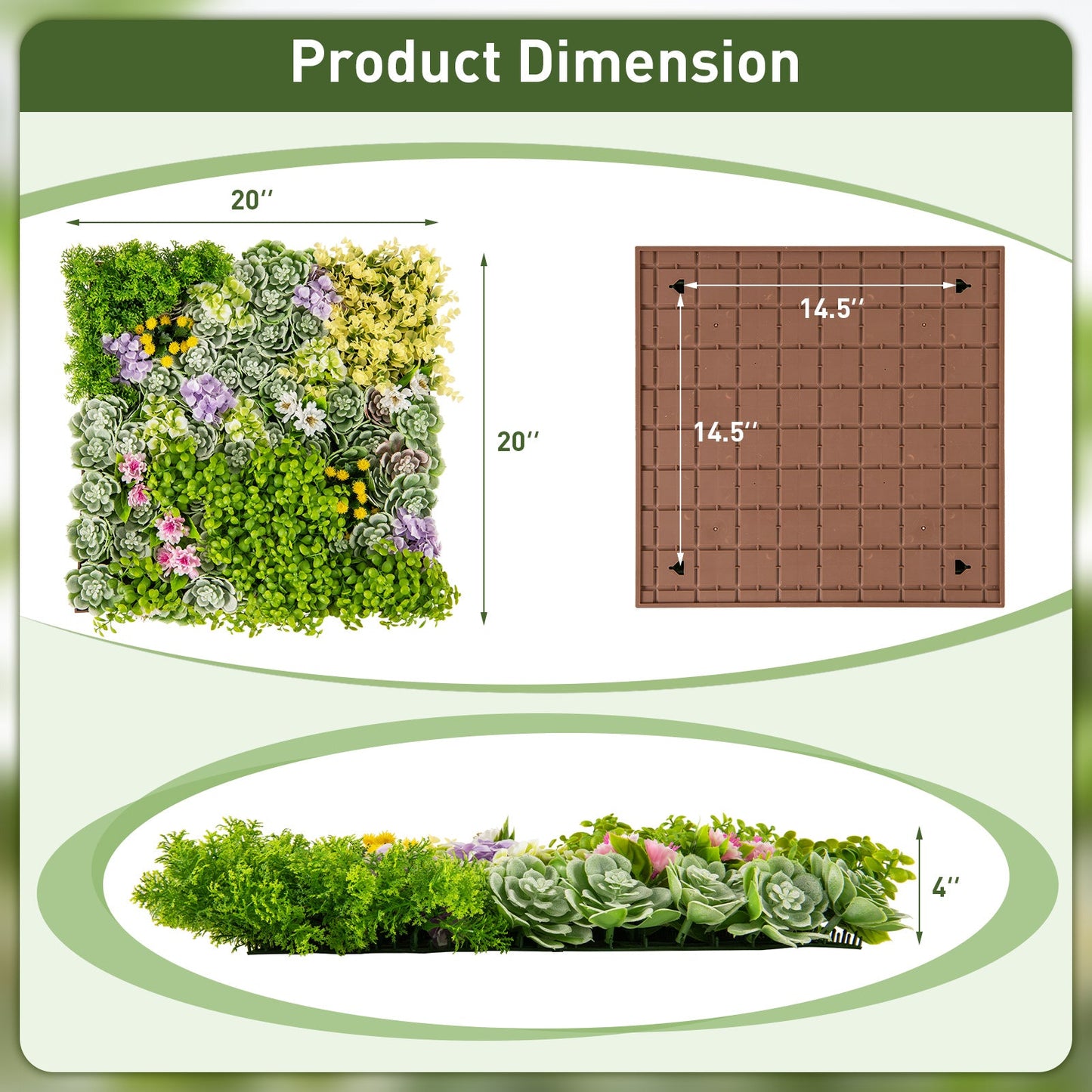 Plantas suculentas colgantes 3D de 20" x 20" con 10 tipos de plantas artificiales mixtas para el hogar o balcón
