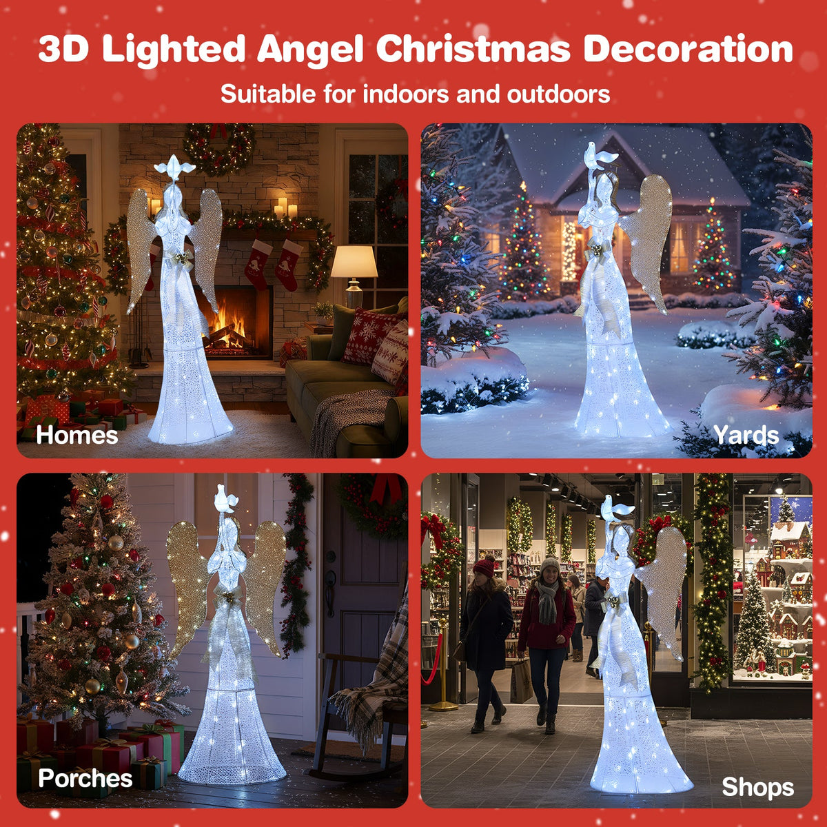 3D Lighted Halo Angel statue, 5.5 ft, white LED lawn ornament DirectDeals for indoor use on Tampa Home & Garden Store