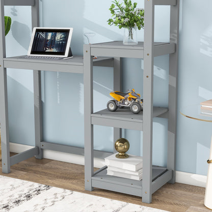 House-shaped Wooden writing Desk,Kids study Table,Bookshelf & Toy Storage,Grey - Tampa Home & Garden Store