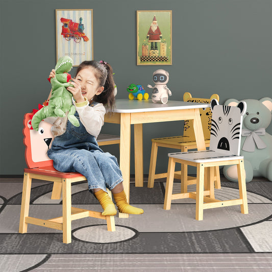5 Piece Kiddy Table and Chair Set for Kids Wood