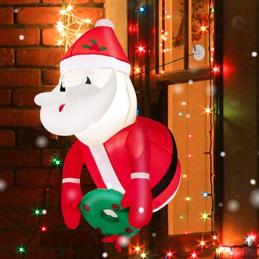 3.3 Feet Lighted Inflatable Santa Claus Broke Out from Window - Tampa Home & Garden Store