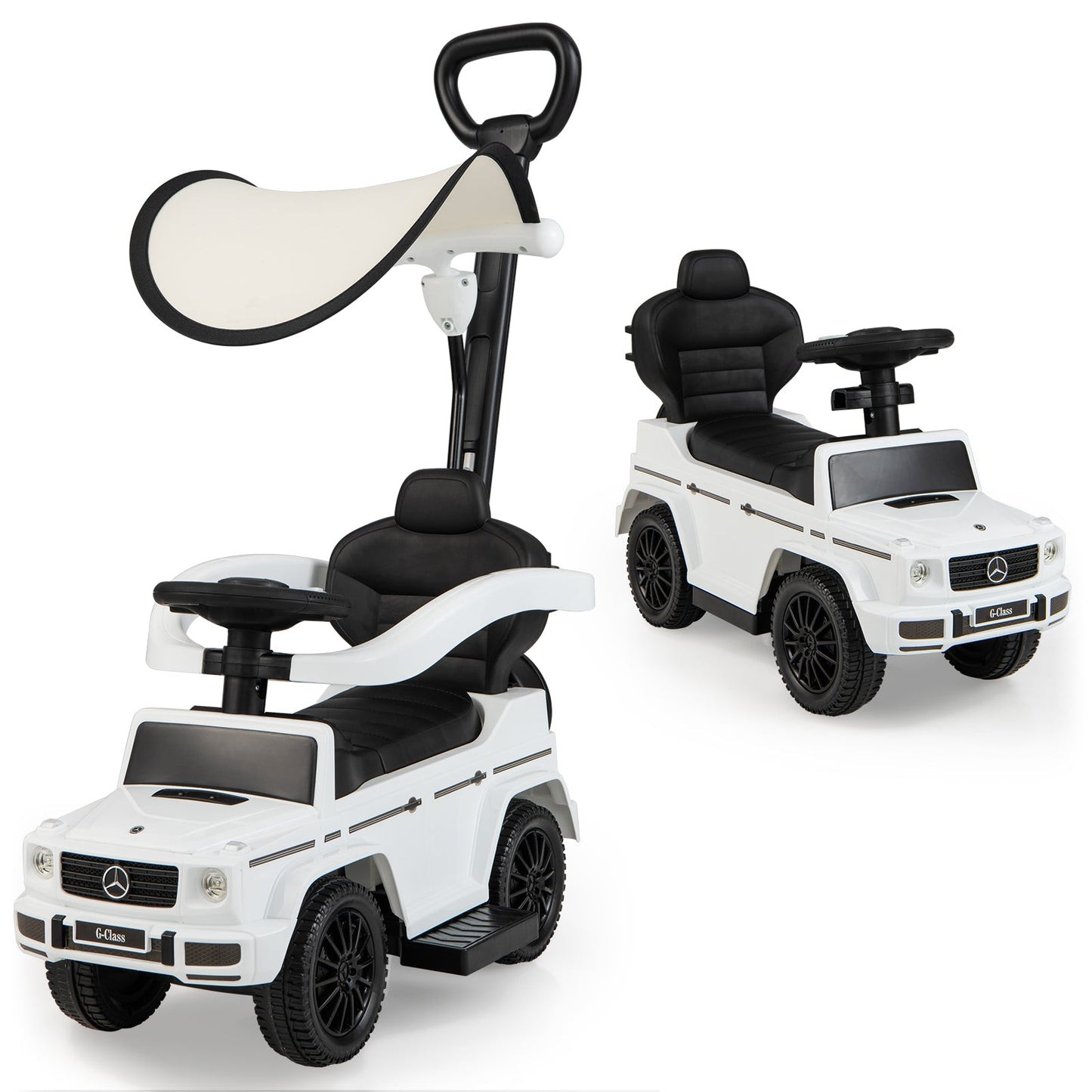 3-In-1 Ride on Push Car Mercedes Benz G350 Stroller Sliding Car with Canopy