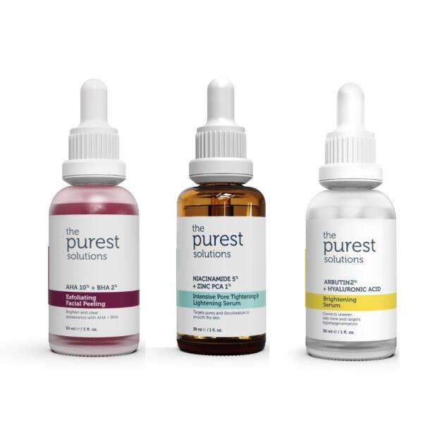 the purest solutions set: pink exfoliant, amber niacinamide, clear arbutin + hyaluronic acid on Tampa Home & Garden Store